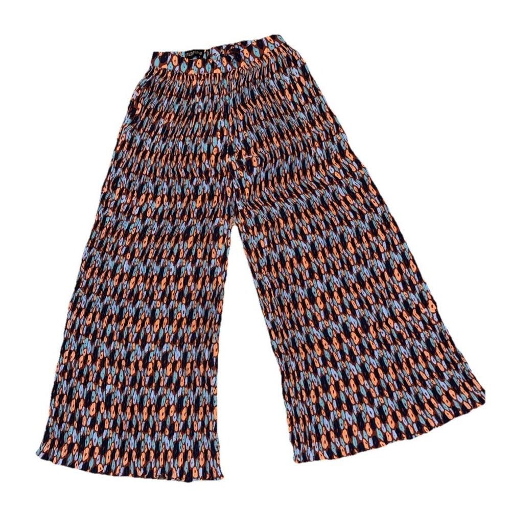 Wildfang Medium Empower Plisse Drawstring Pants S NWT Crinkle Wide Leg Boho